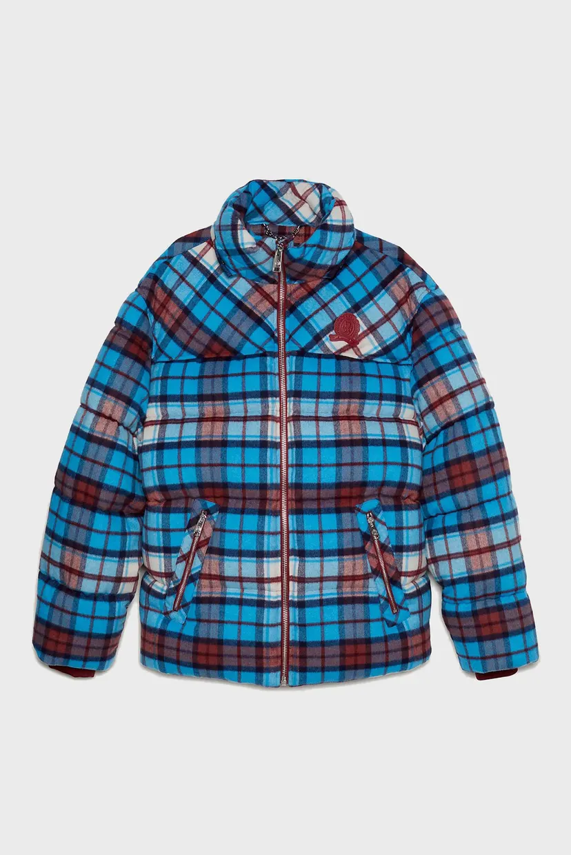 Мужская голубая куртка в клетку THC DG TARTAN NEW YORK PUFFER 8