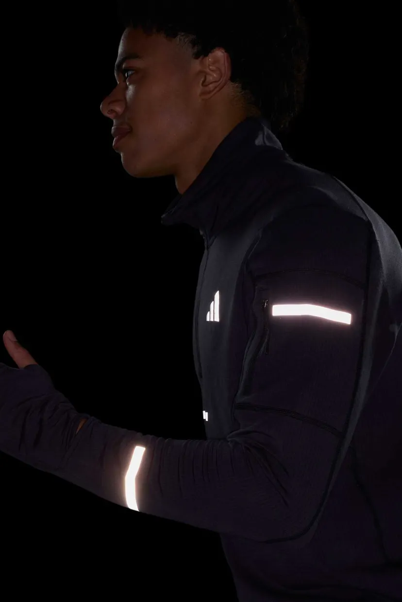 Мужская черная спортивная кофта Adi365 Running CLIMAWARM+ Half-Zip 6