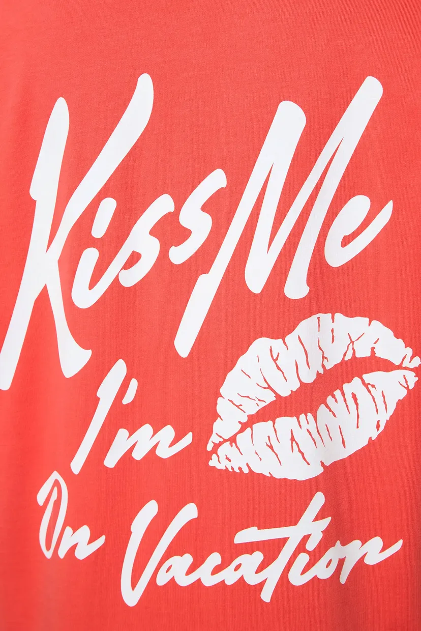 Коралловая футболка Kiss Me (унисекс) 4
