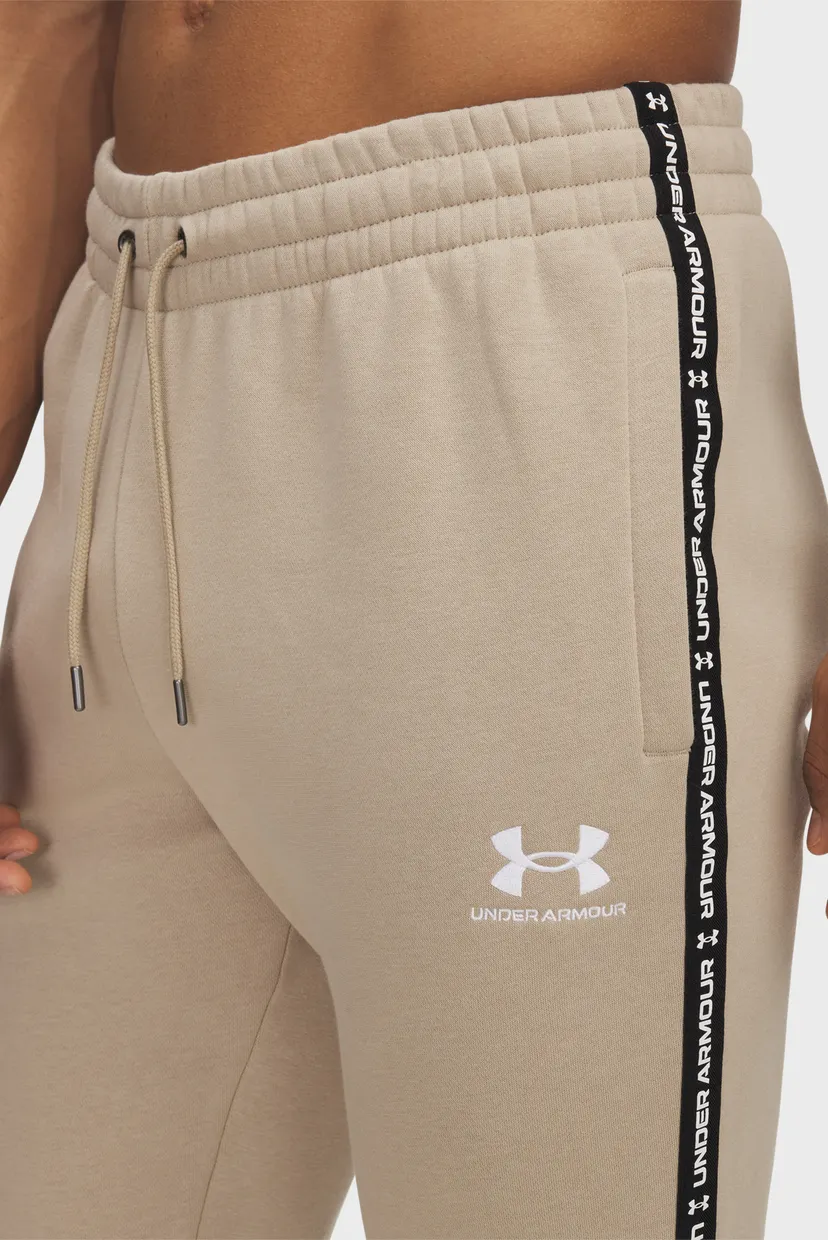 Чоловічі бежеві спортивні штани UA Icon Fleece Jgr Taping 4