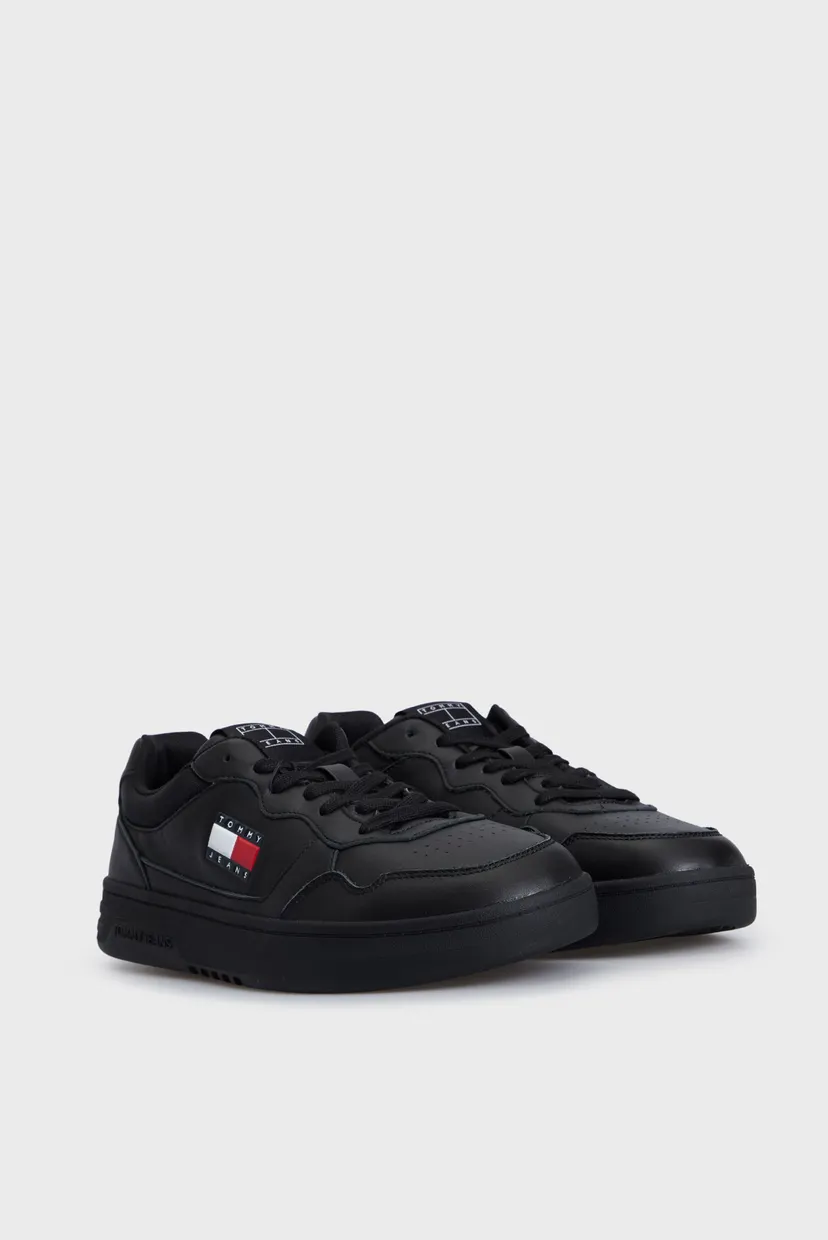 Чоловічі чорні шкіряні снікерси TJM CUPSOLE LEATHER ESS 3