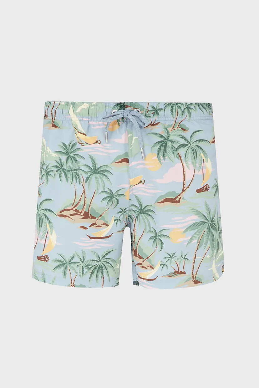 Мужские мятные плавательные шорты с узором HAWAII PRINT SWIM SHORTS 6