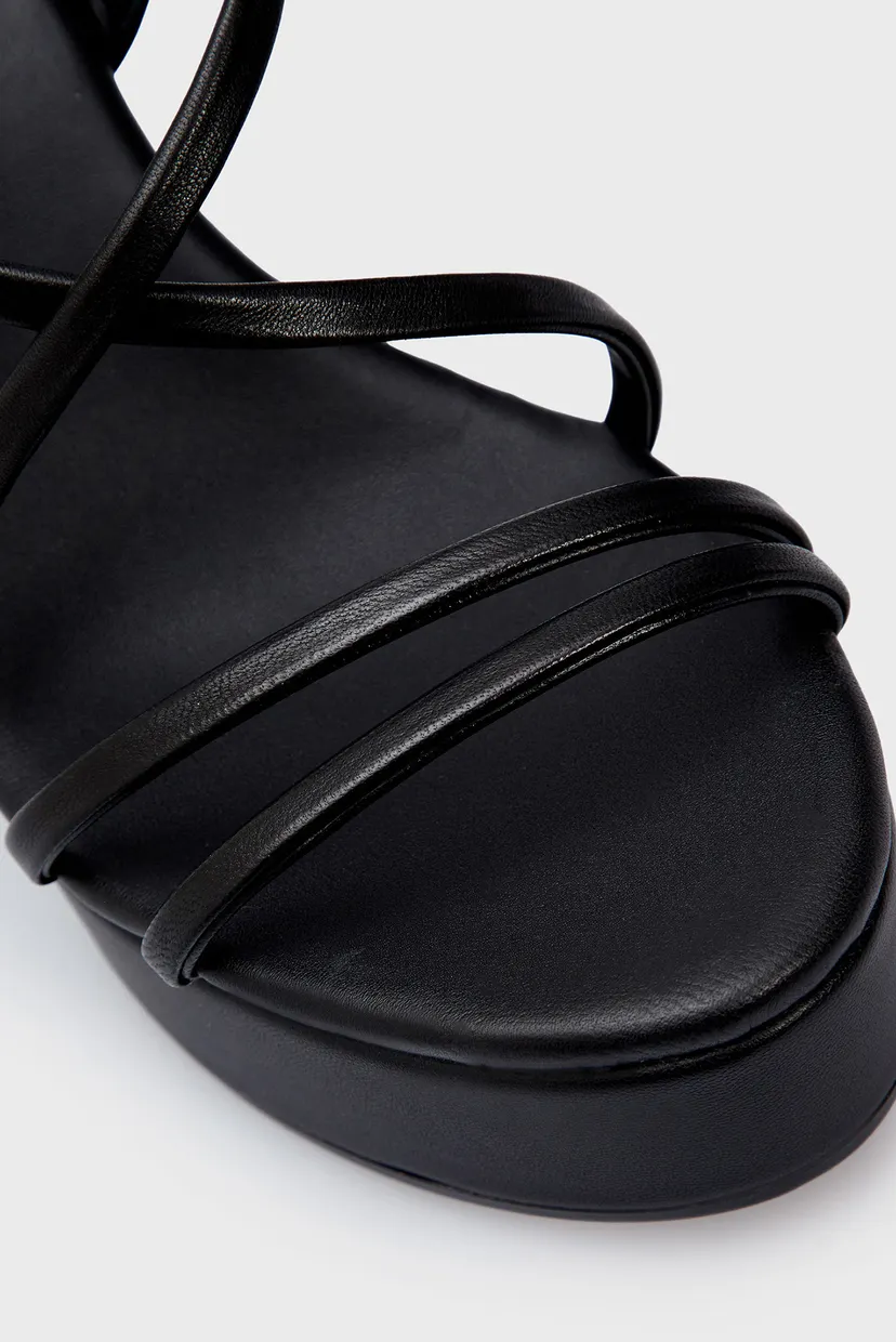 Женские черные кожаные босоножки WEDGE SANDAL 70 LTH 4