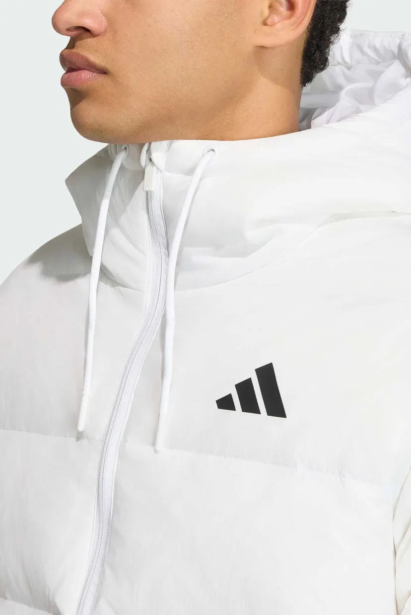 Чоловічий білий пуховик Essentials Climawarm 3-Stripes Puffer Hooded 3