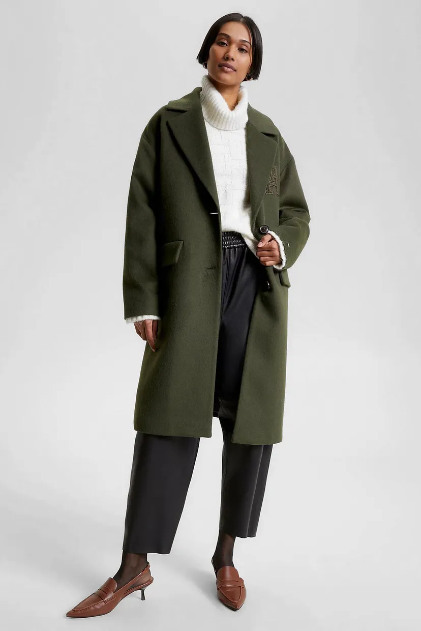 Жіноче зелене вовняне пальто IMD WOOL BLEND SB RELAXED COAT Tommy