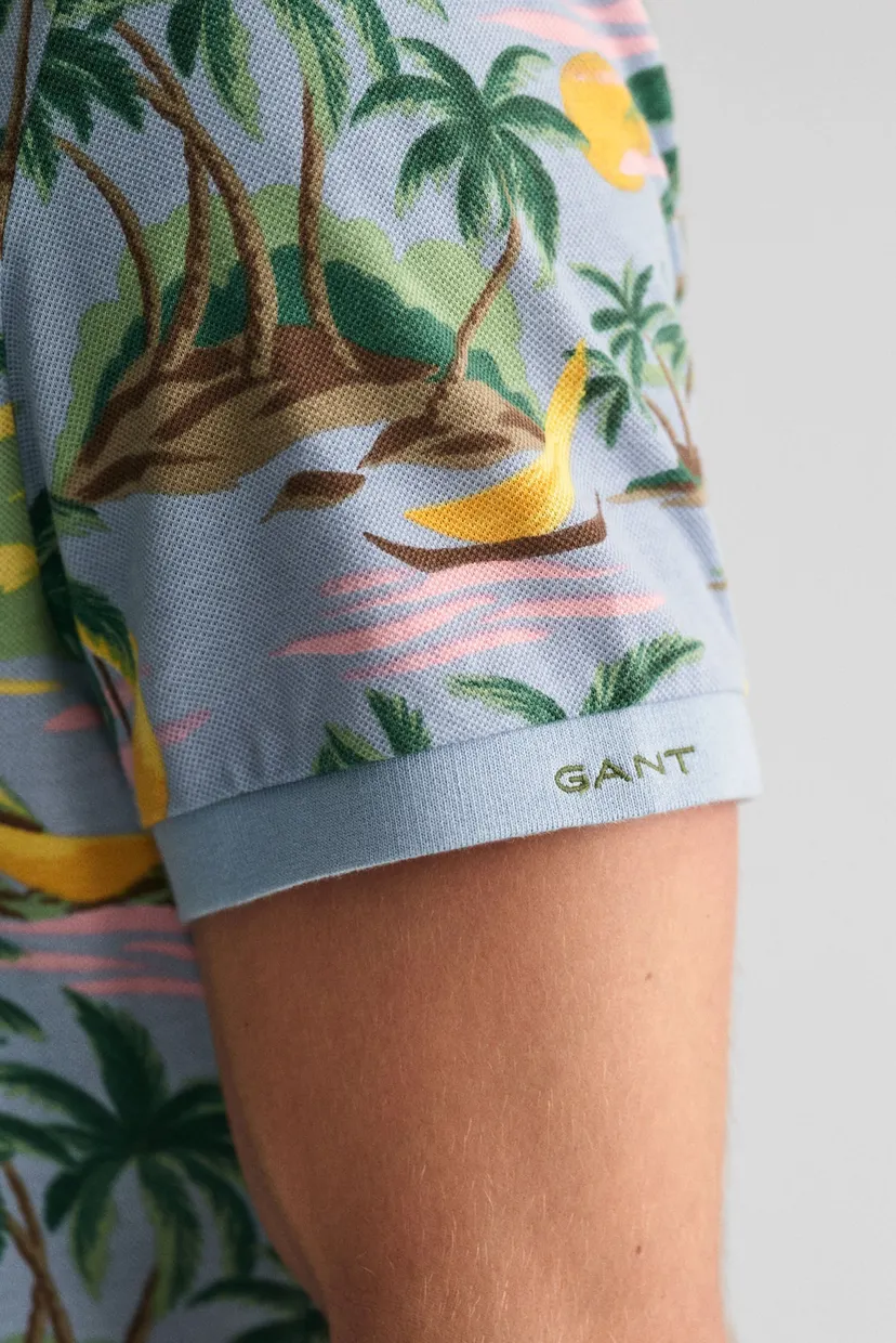 Чоловіче блакитне поло з візерунком HAWAII PRINT SS 5