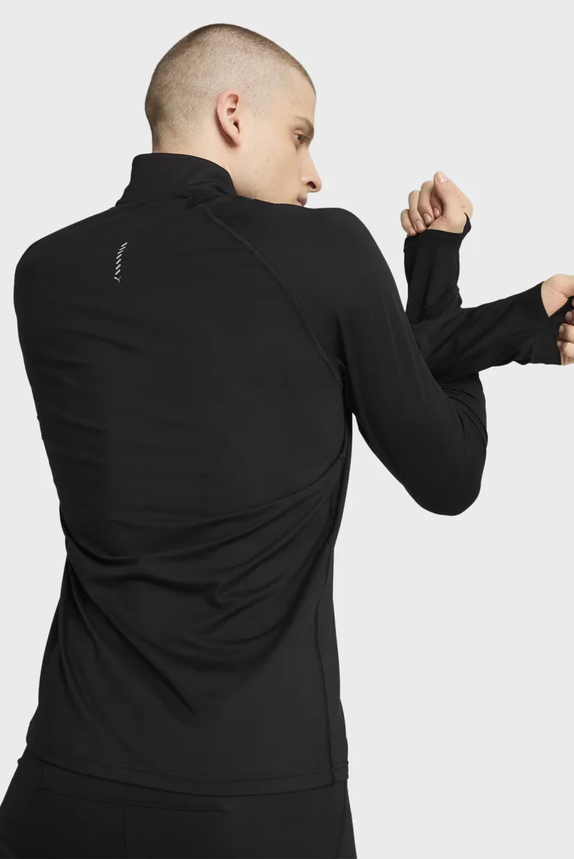 Мужской черный лонгслив VELOCITY CLOUDSPUN Running Quarter-Zip Top Men 3