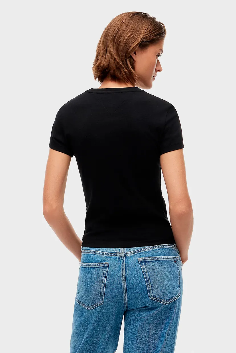Женская черная футболка SLIM C-NECK 3