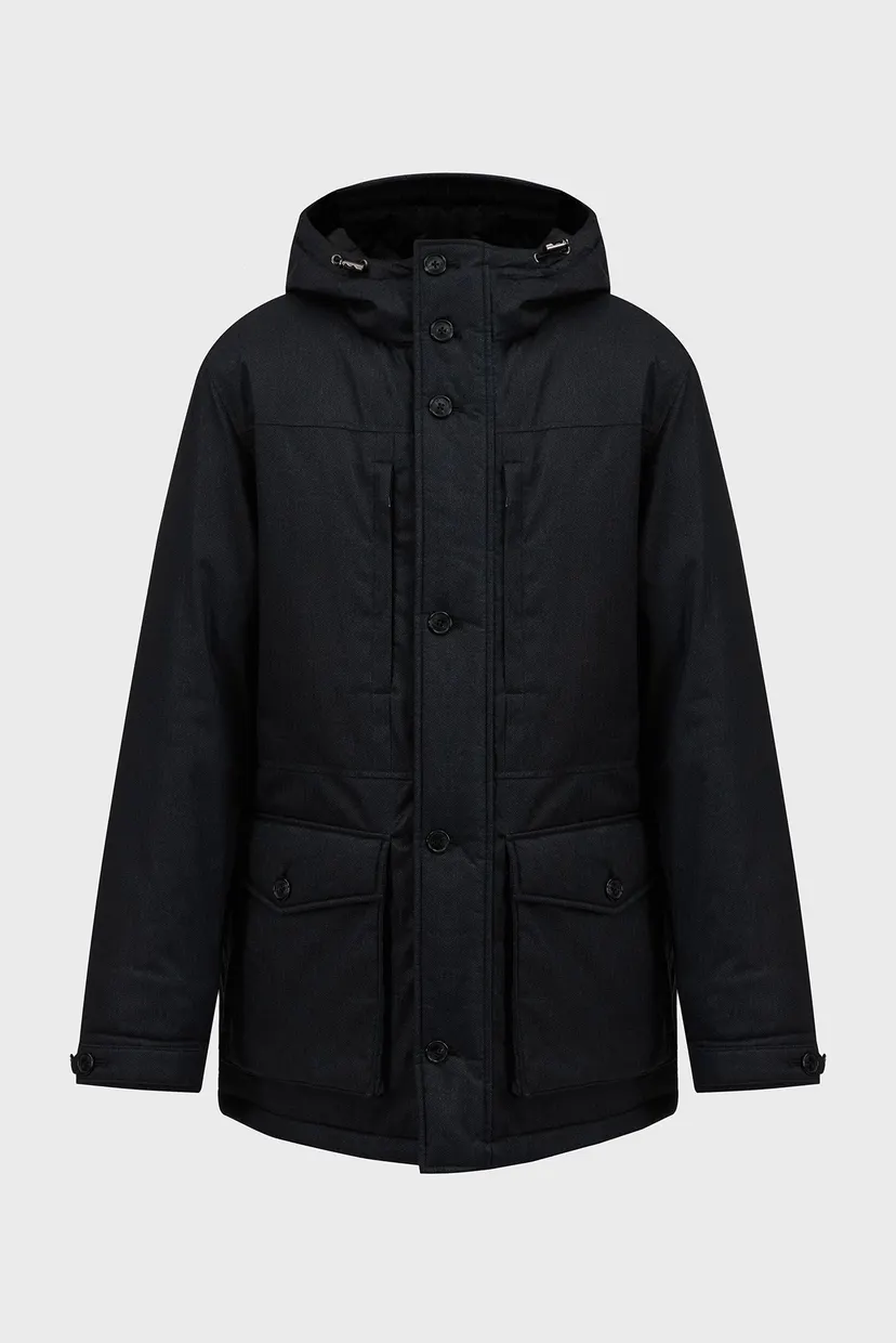 Мужская черная парка HERRINGBONE MELANGE 3