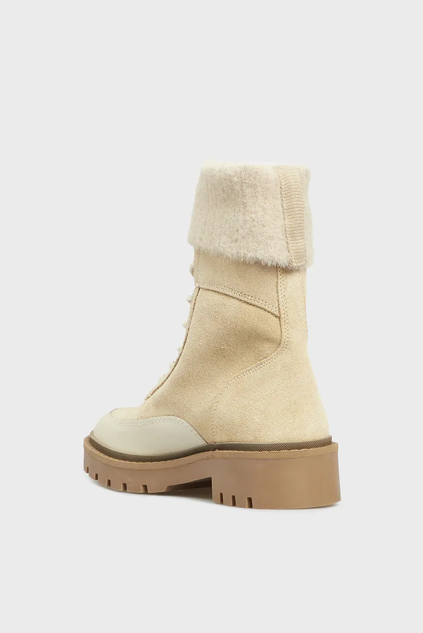 Женские бежевые замшевые ботинки COMBAT MID LACE UP BOOT WL 5