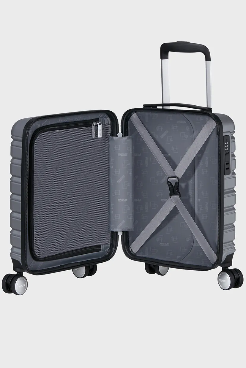 Серый чемодан 45 см FLASHLINE SKY SILVER 5