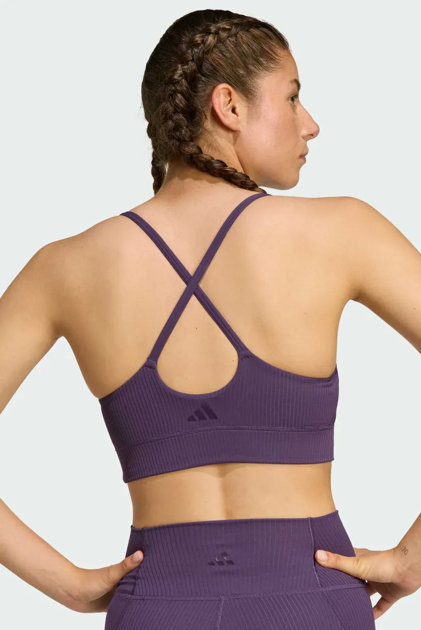Женский фиолетовый топ adidas All Me Light Support Rib Long Line 5