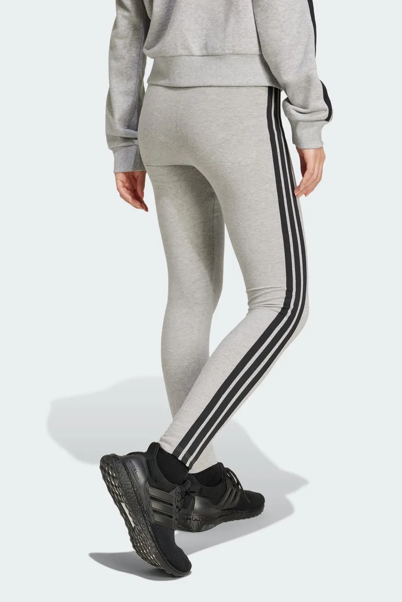 Женские серые тайтсы Essentials 3-Stripes Cotton 3