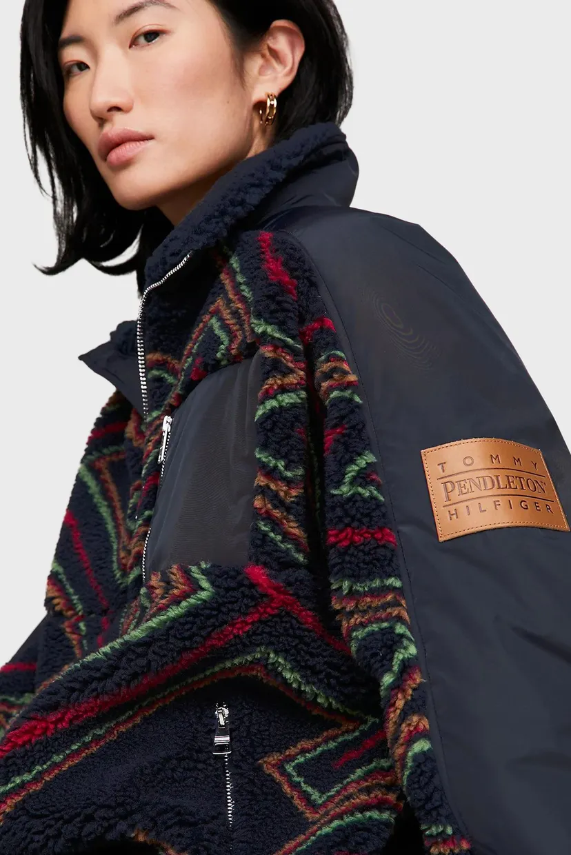 Темно-синий анорак с узором Tommy x Pendleton (унисекс) 6