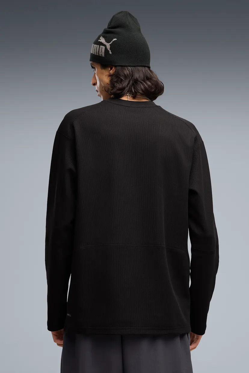 Мужской черный лонгслив PUMATECH Relaxed Waffle Long Sleeve Tee Men 3