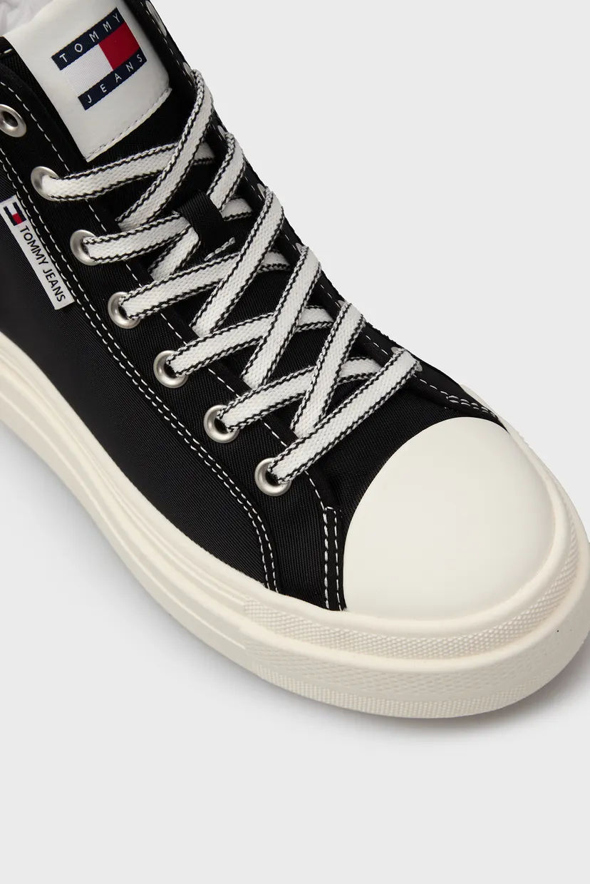 Жіночі чорні кеди TJW FOXING FLATFORM SNEAKER HIGH 4