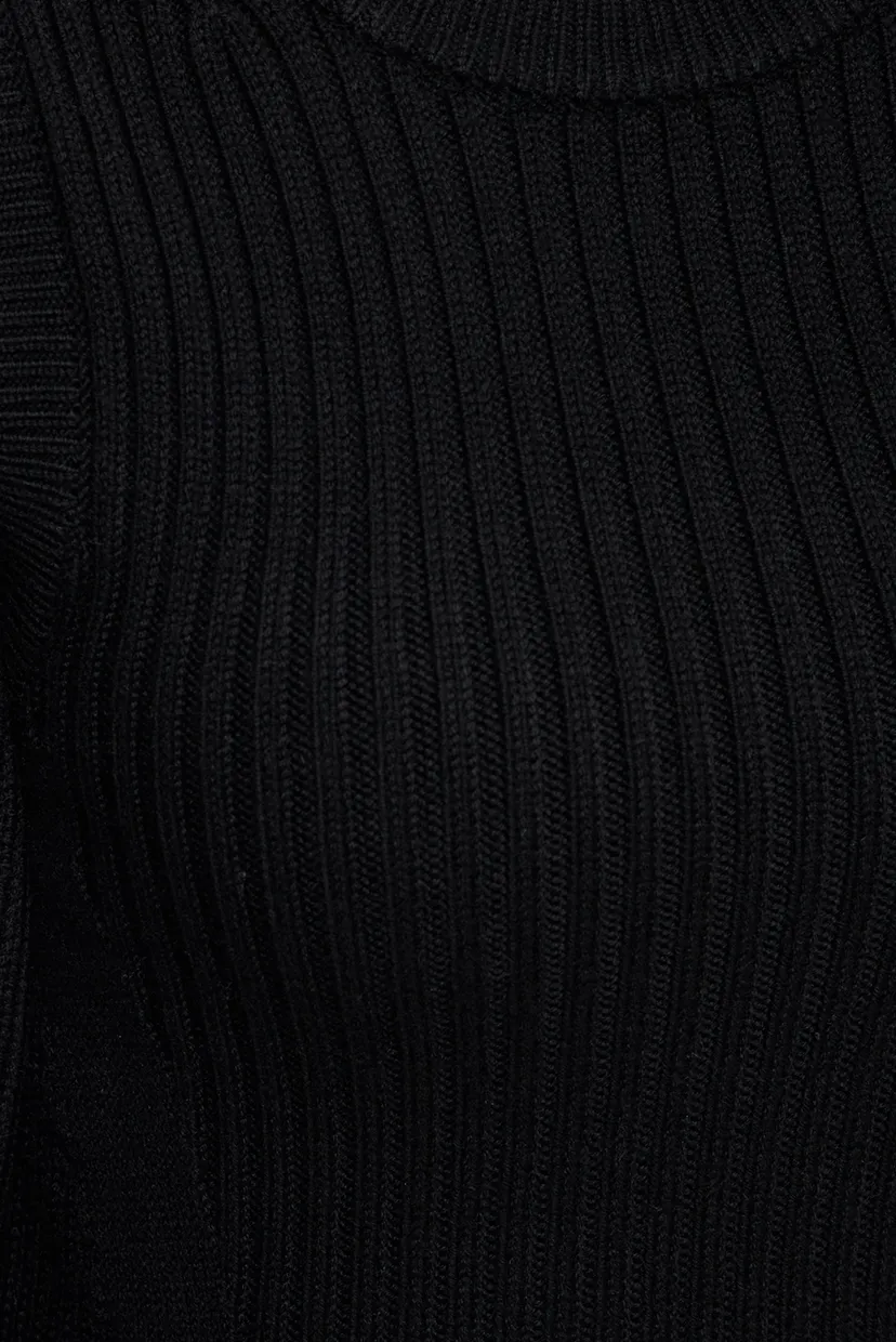 Женский черный шерстяной свитер SOFT WOOL RIB CUT OUT 3