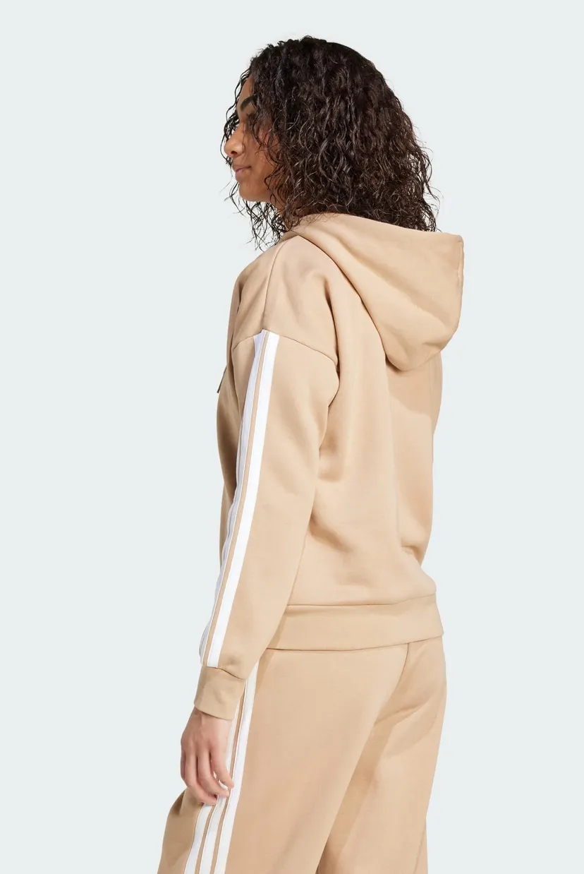 Жіноче бежеве худі Essentials 3-Stripes Full-Zip Fleece 3
