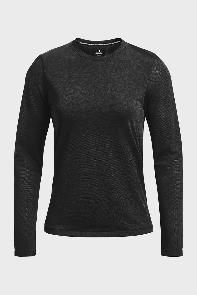 Жіночий чорний лонгслів UA Seamless Stride LS 4