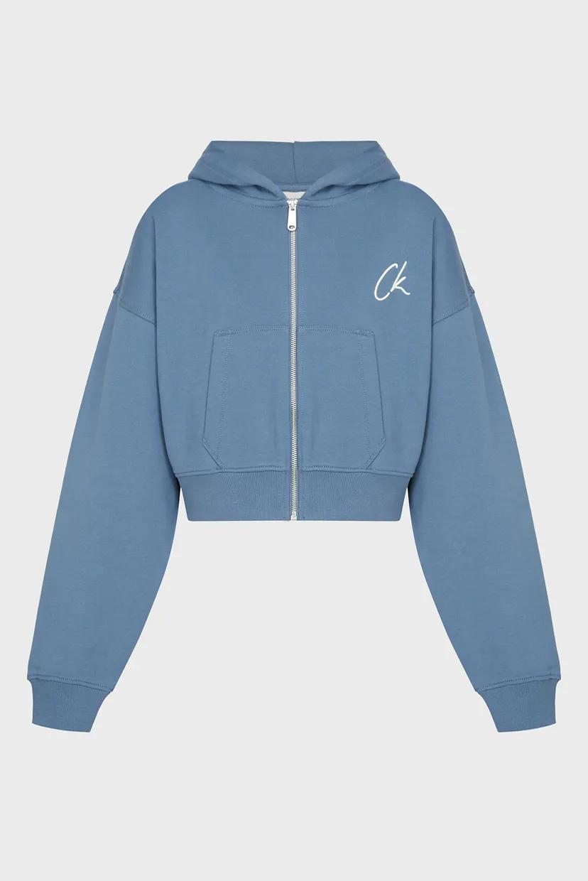 Женское синее худи EMBROIDERED CK ZIP THROUGH 6