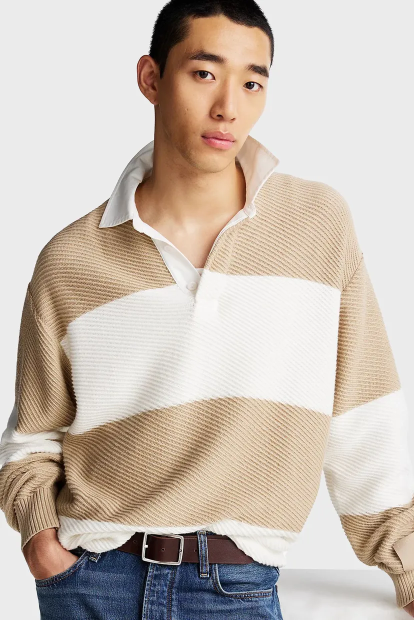 Чоловіче поло у смужку KNITTED STRIPED RUGBY 4