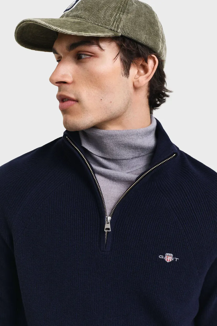 Мужская темно-синяя кофта COTTON WOOL RIB HALF ZIP 4