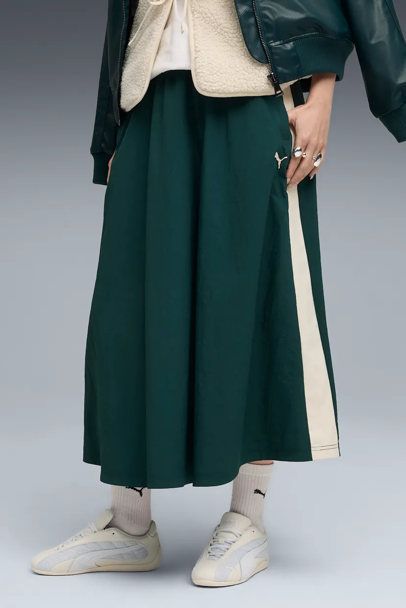 Жіноча темно-зелена спідниця T7 Woven Midi Skirt Women PUMA