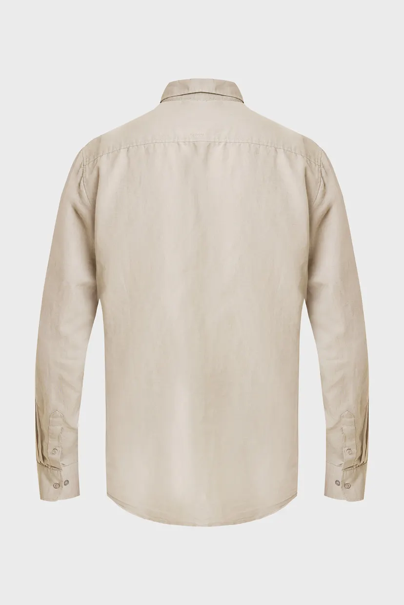 Чоловіча бежева лляна сорочка CALEB Basic linen shirt 6
