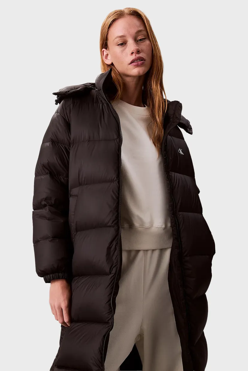 Женский черный пуховик ESSENTIAL MIDWEIGHT LONG PUFFER 5