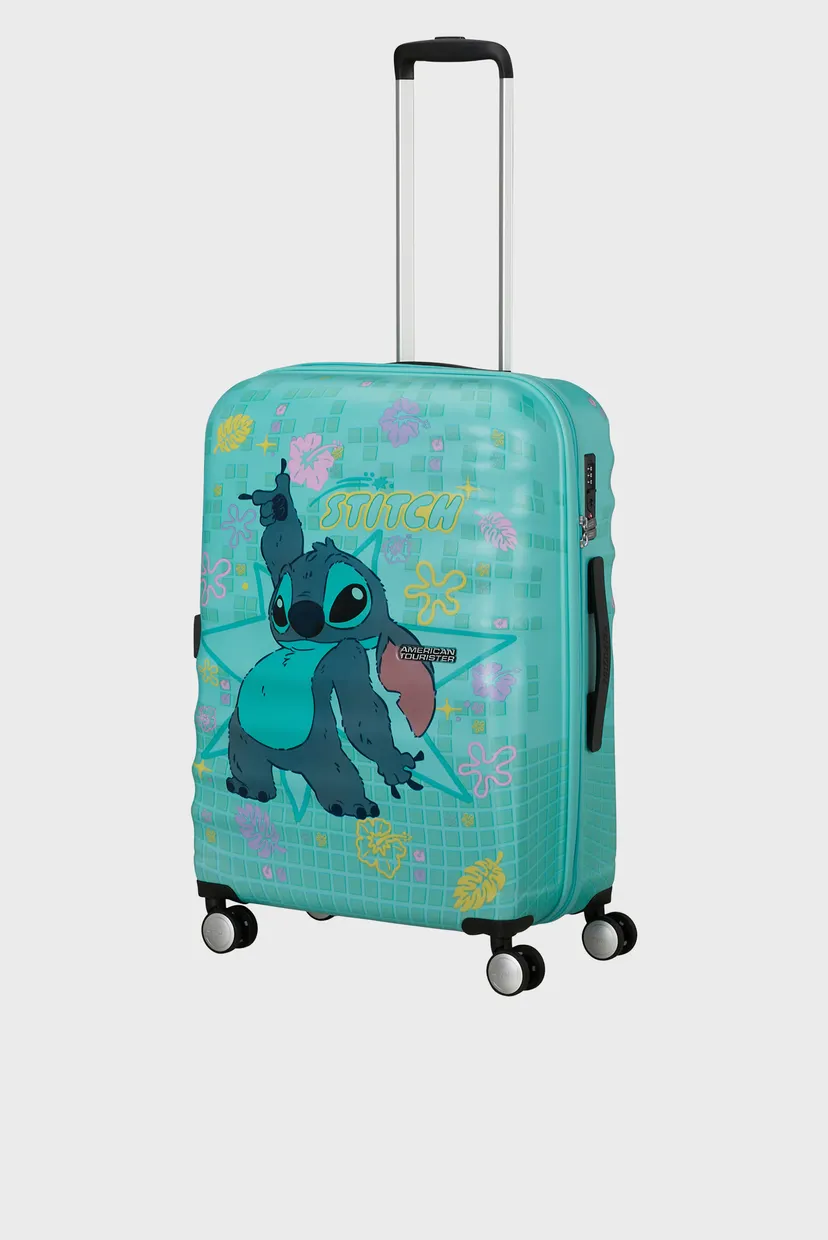 Дитяча бірюзова валіза 67 см WAVEBREAKER DISNEY STITCH FLOWER 6