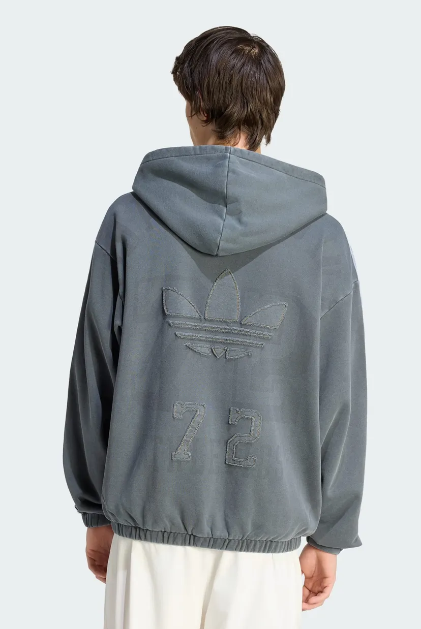 Мужское серое худи ADIDAS ORIGINALS - WASHED GRAPHICS ZIP-THRU