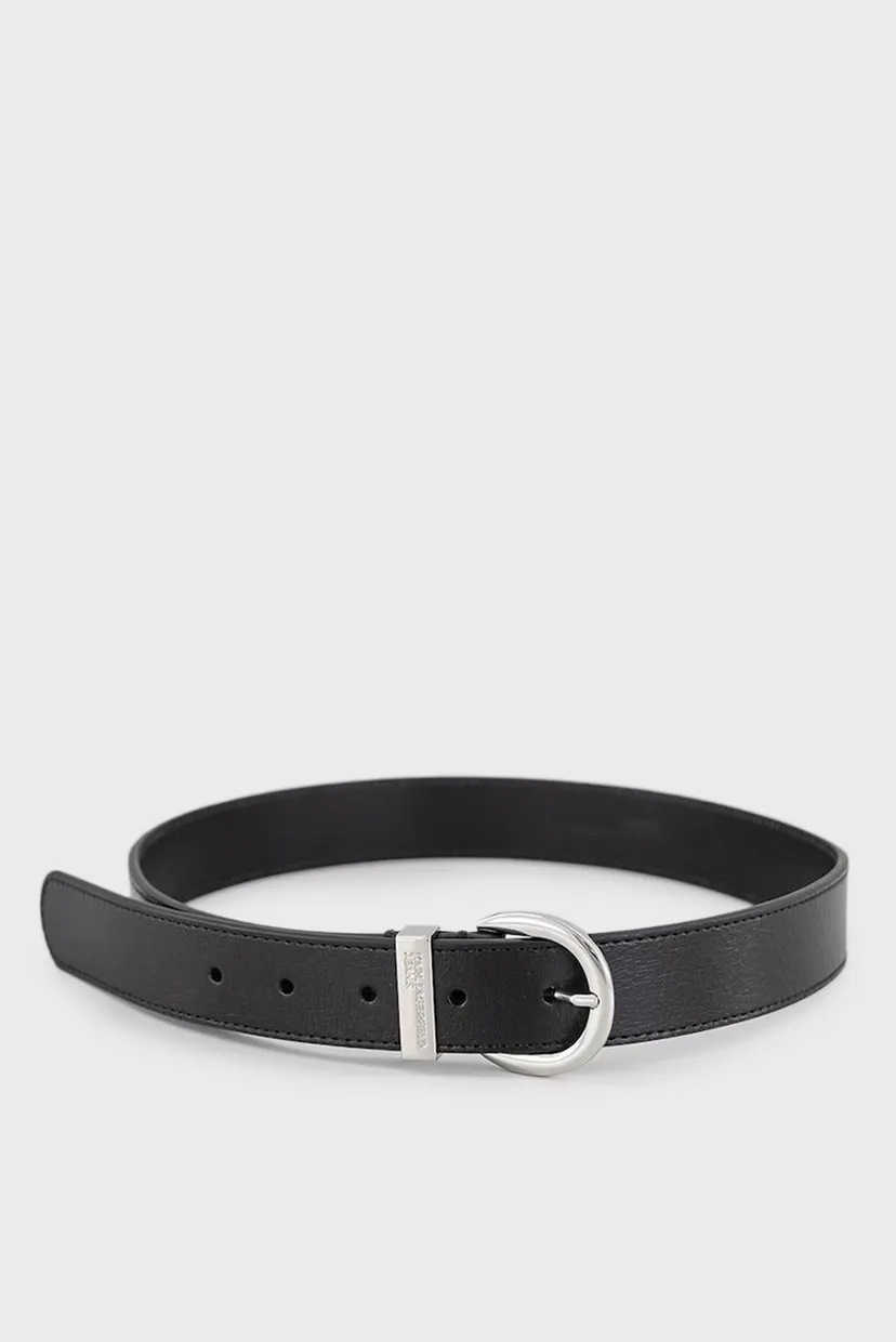 Женский черный кожаный ремень round buckle 3