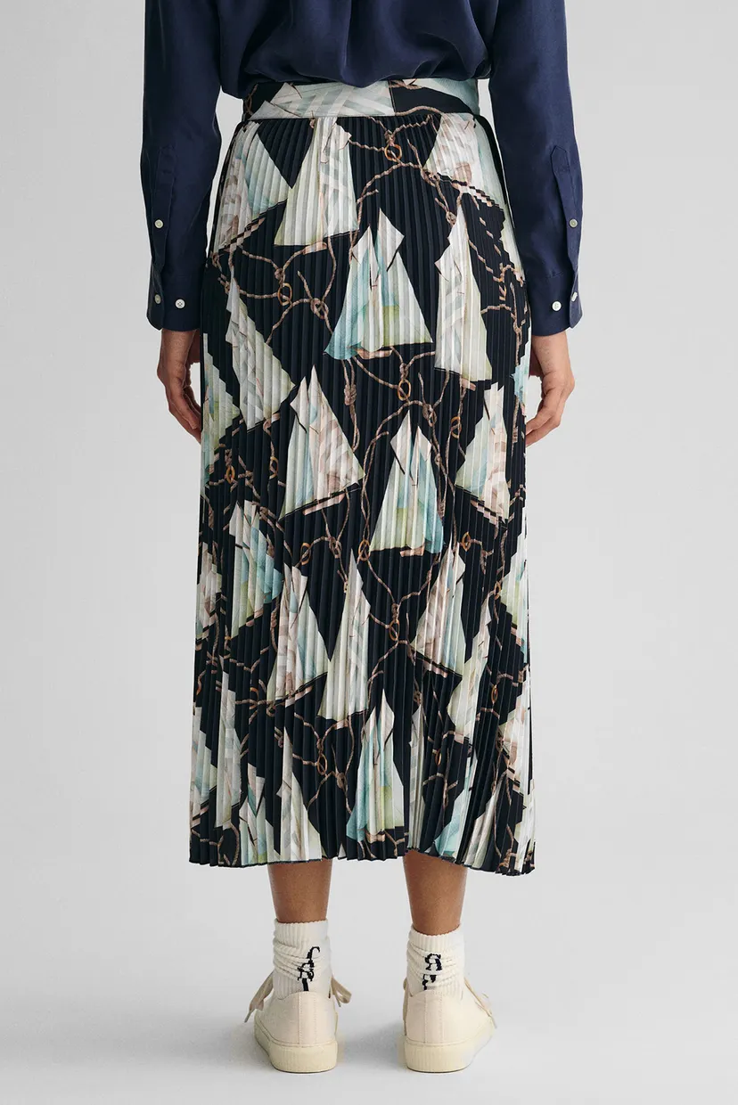 Женская темно-синяя плиссированная юбка с узором SALING PRINT PLEATED 3