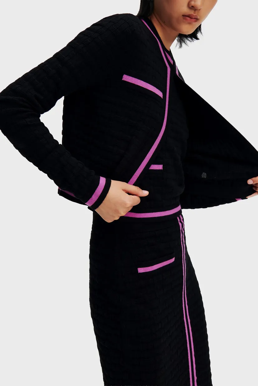 Женский черный кардиган TEXTURED CLASSIC KNIT 4