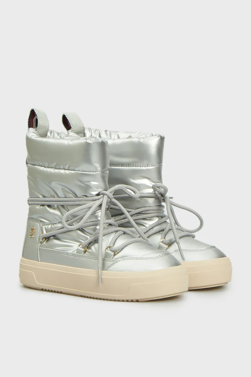 Жіночі сріблясті дутики LACE-UP METALLIC SNOWBOOT 3