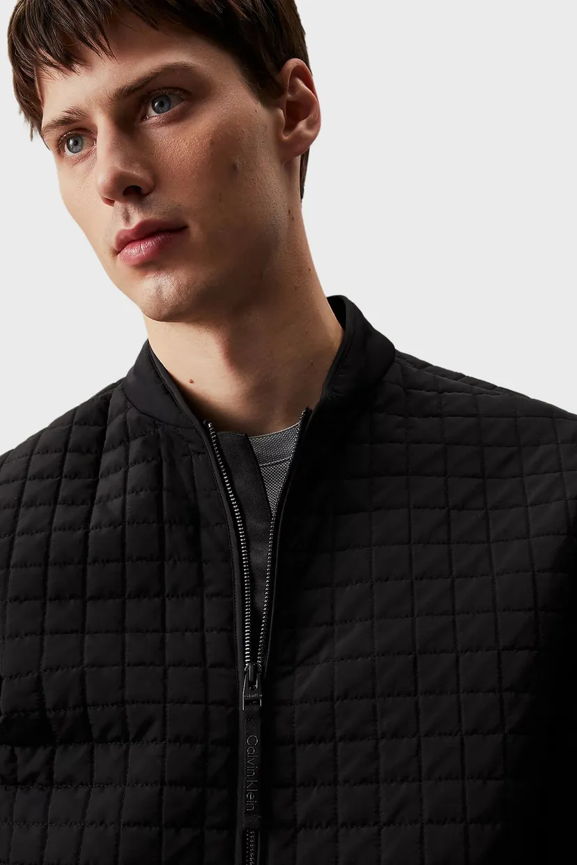 Чоловічий чорний бомбер GRID QUILT BIKER SLW 4