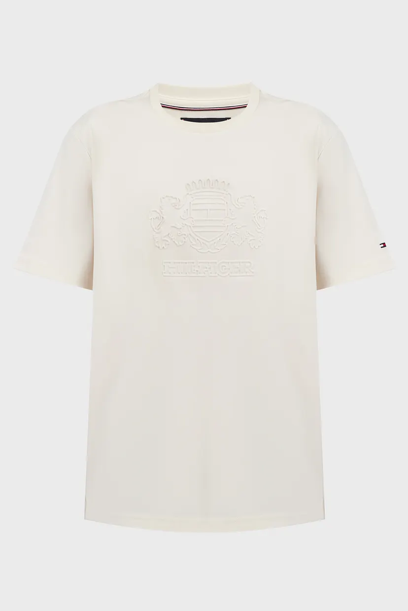 Чоловіча біла футболка DEBOSSED HILFIGER CREST 6
