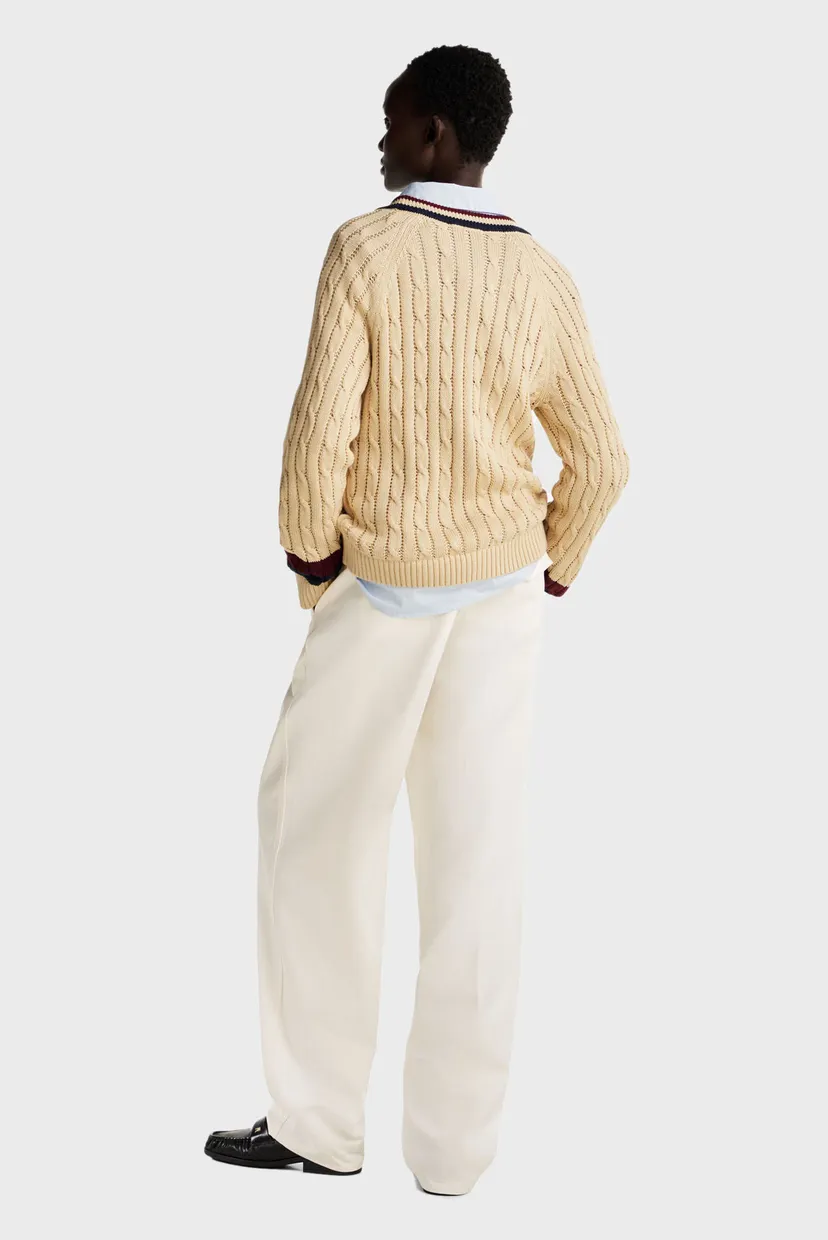 Жіночий бежевий пуловер VARSITY CABLE V-NK SWEATER LS 3