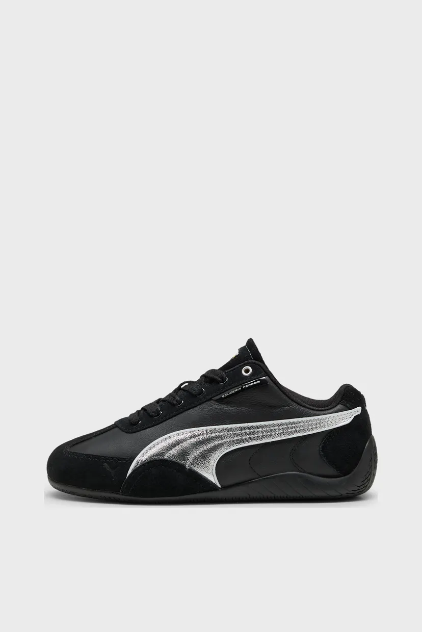 Женские черные кожаные кроссовки Scuderia Ferrari HP Speedcat Sneakers Women 3