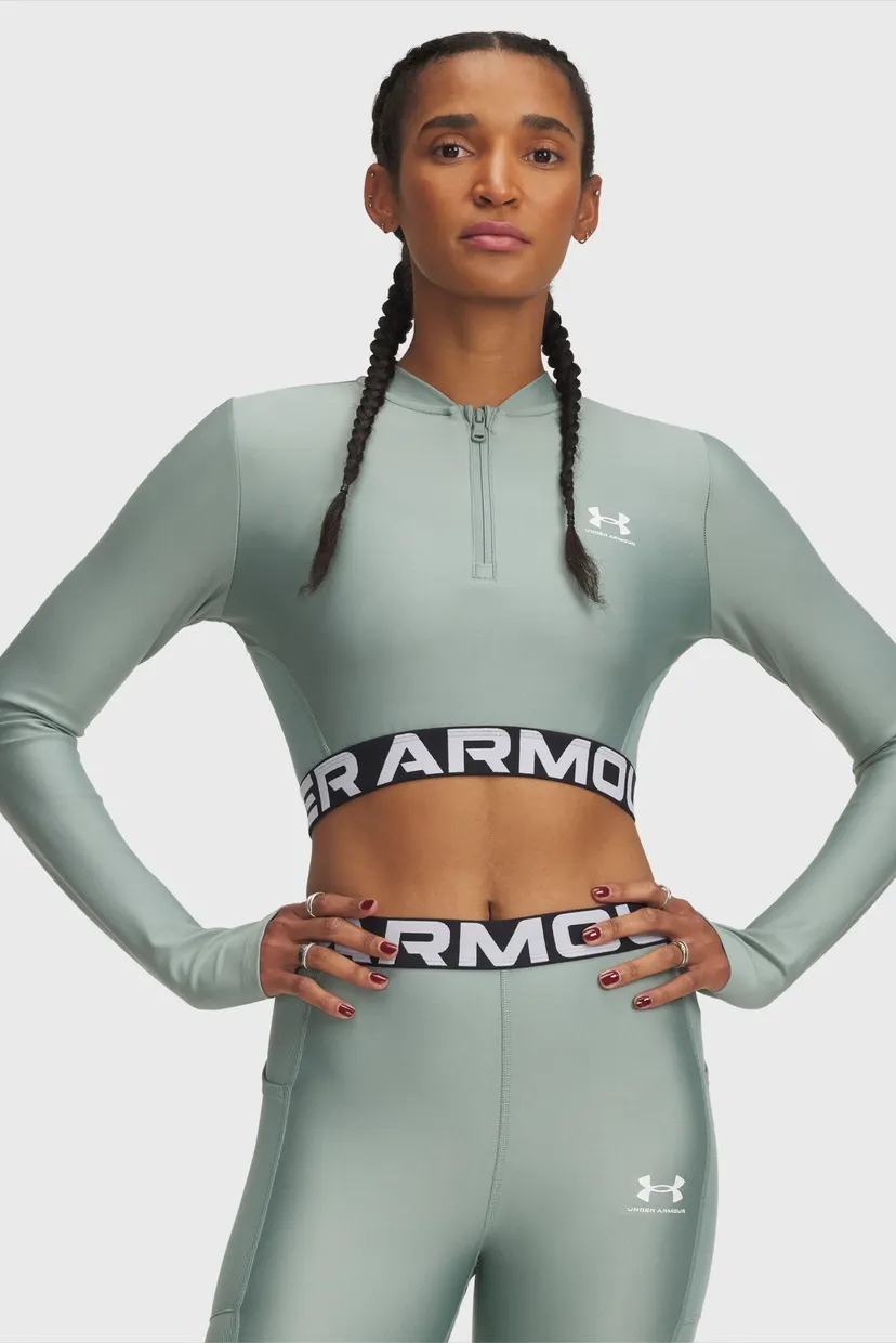 Жіночий м'ятний лонгслів HeatGear Rib 1/4 Zip LS Under Armour