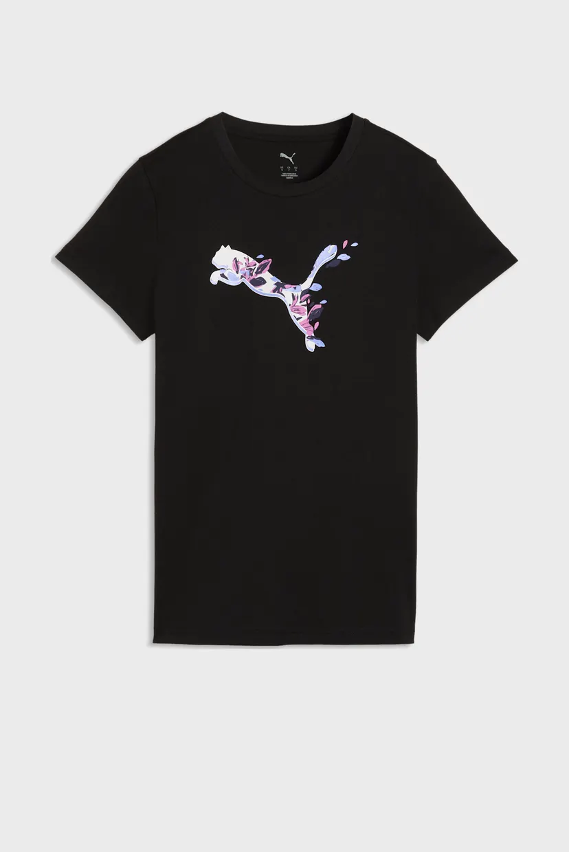 Женская черная футболка Graphic Floral Cat Tee Women 4