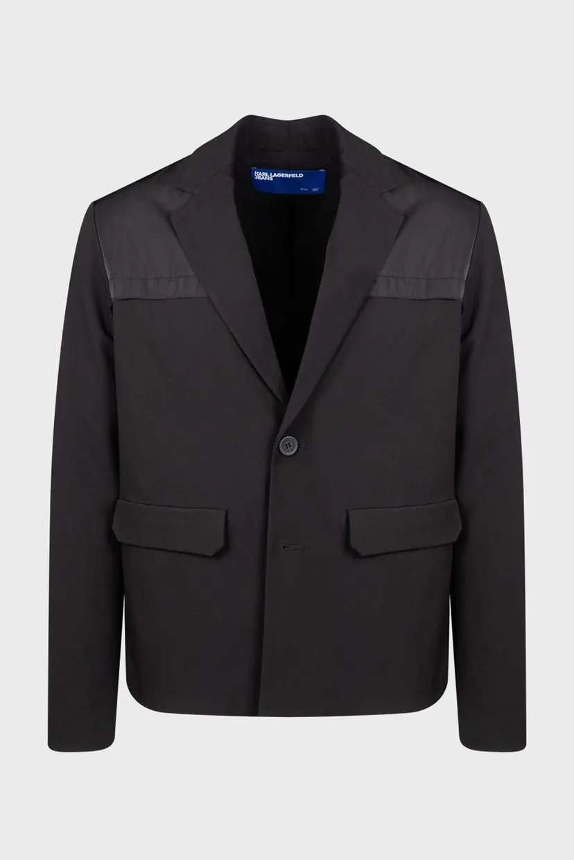 Мужской черный пиджак KLJ MIXED MATERIAL BLAZER 5