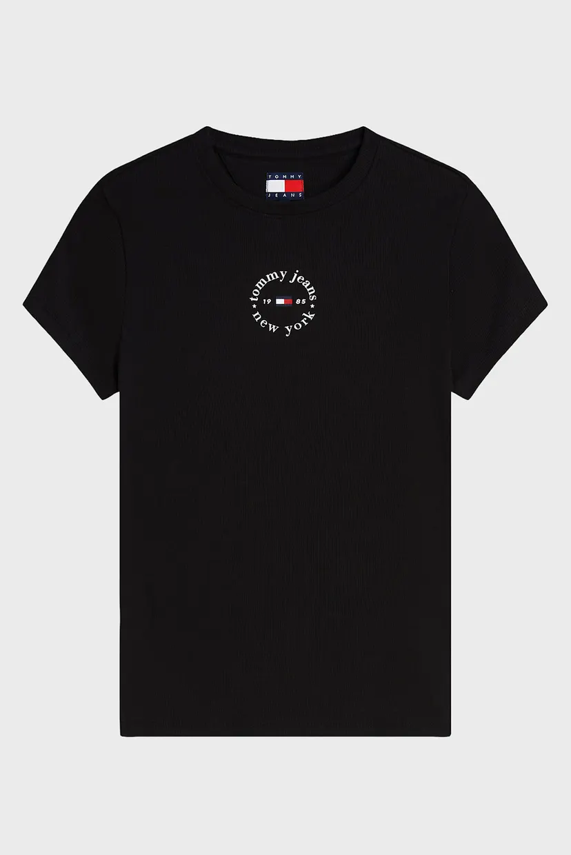 Женская черная футболка SLIM ESS LOGO2 RIB TEE EXT 5