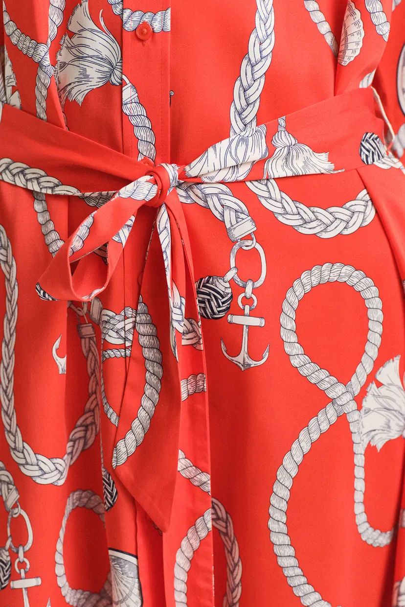 Женское коралловое платье с узором  REL SAILING PRINT SHIRT DRESS 5