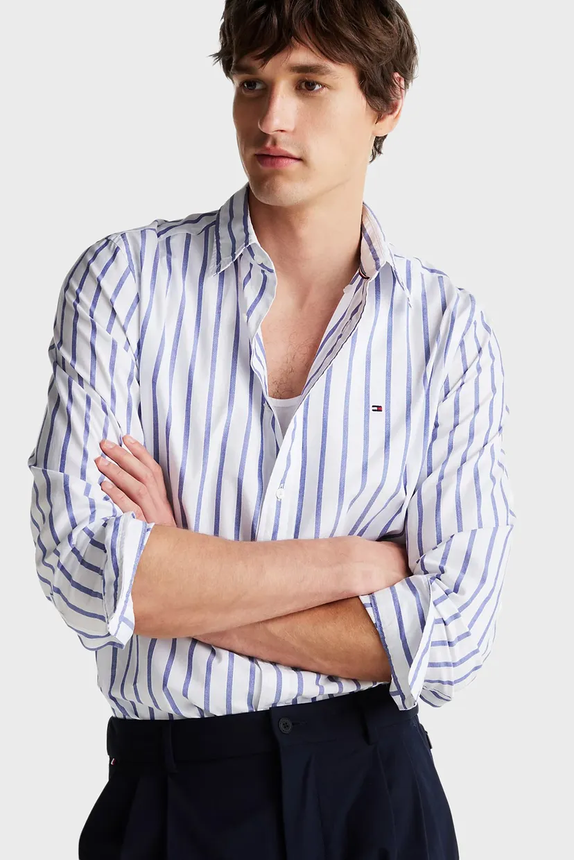Чоловіча біла сорочка у смужку FLEX POPLIN NAUTICAL STP 4