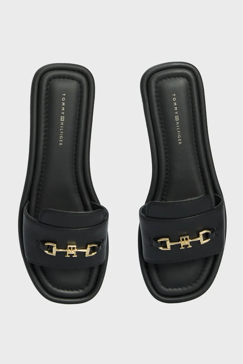 Жіночі чорні шкіряні слайдери LEATHER HORSEBIT MULE 4