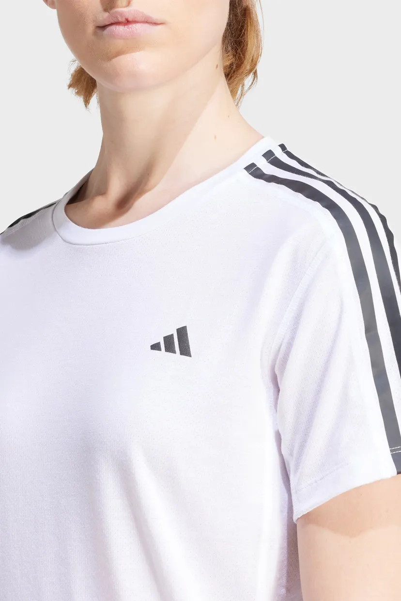 Женская белая футболка Own the Run 3-Stripes 4