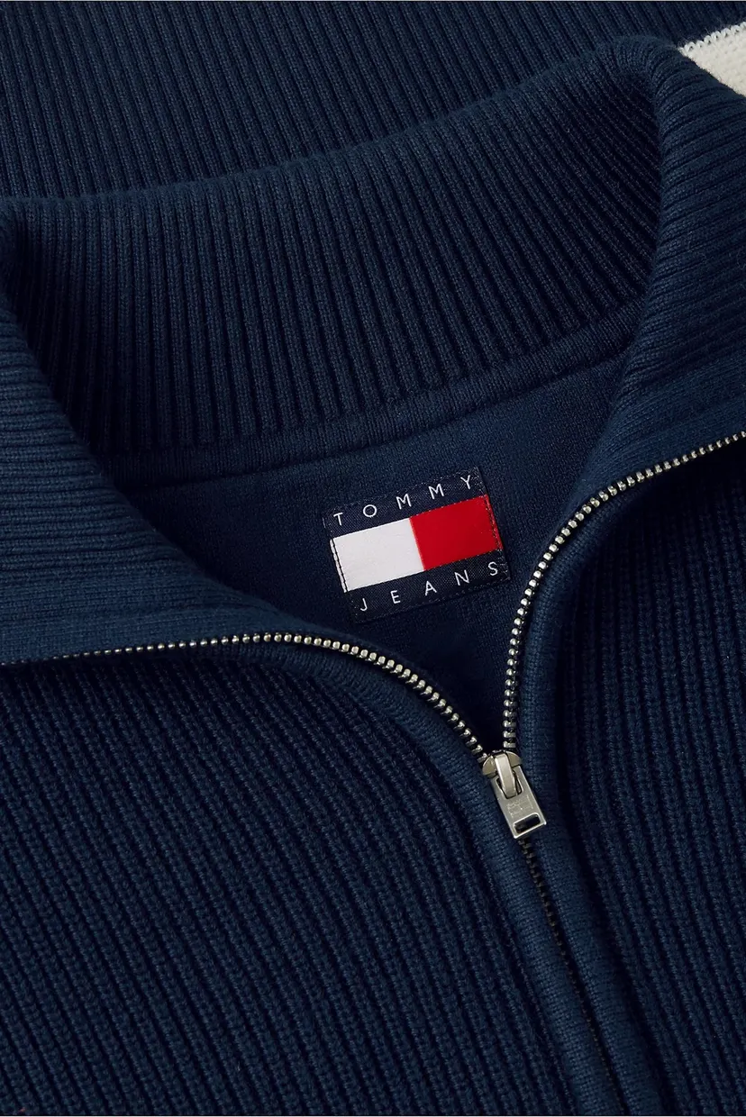 Женский темно-синий свитер в полоску QUARTER ZIP SWEATER 5