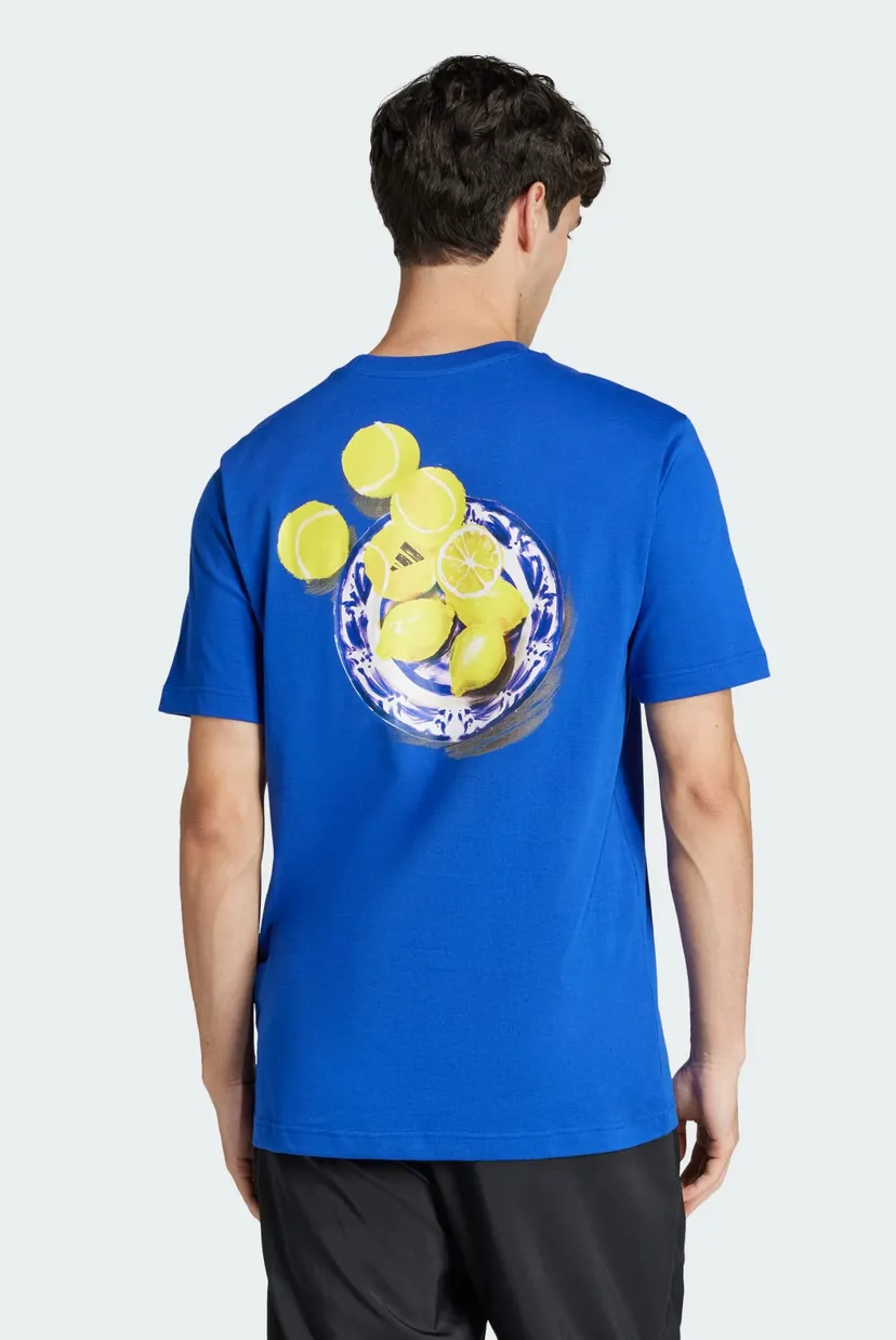 Мужская синяя футболка Lounge Still Life Lemons Graphic adidas