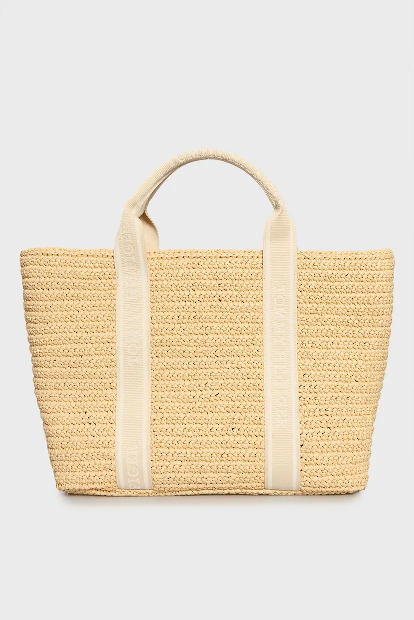 Жіноча бежева сумка TH SPRING LOGO TOTE 4